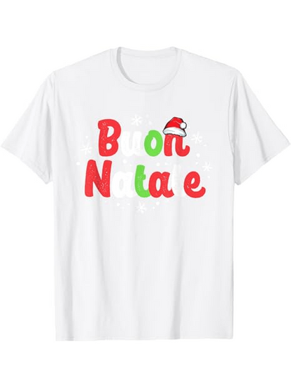 Men's Graphic T-Shirt White Red Green Playful Font With Festive Santa Hat Lettering Christmas