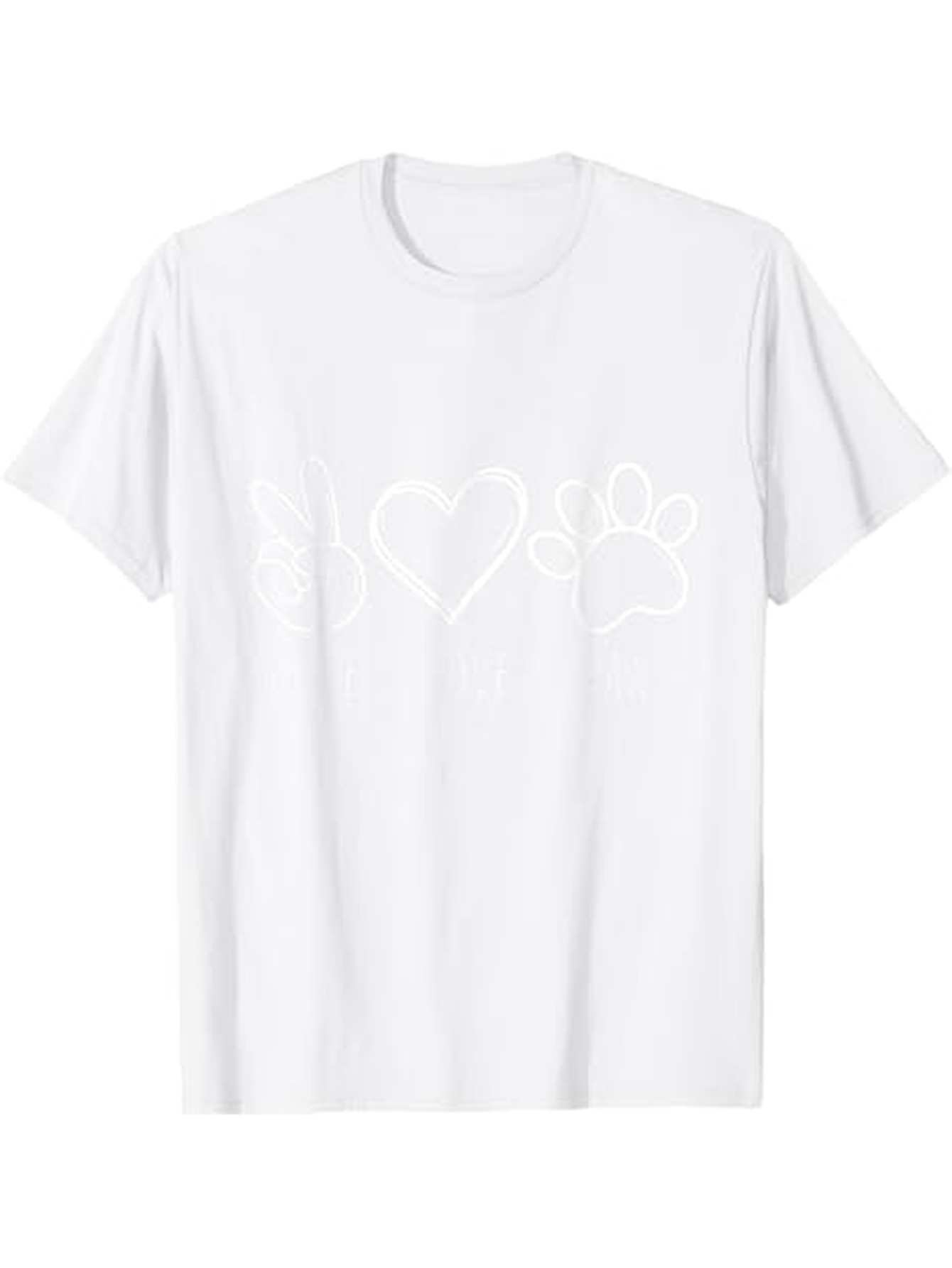 Men's Graphic T-Shirt Minimalist Line Art Heart Paw Print On Soft White Fabric T Shirt