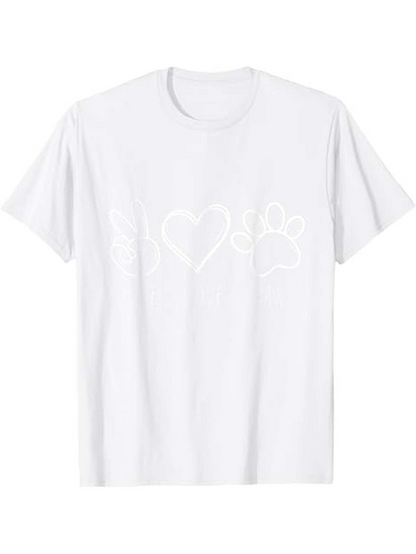 Men's Graphic T-Shirt Minimalist Line Art Heart Paw Print On Soft White Fabric T Shirt