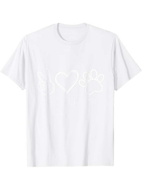 Men's Graphic T-Shirt Minimalist Line Art Heart Paw Print On Soft White Fabric T Shirt