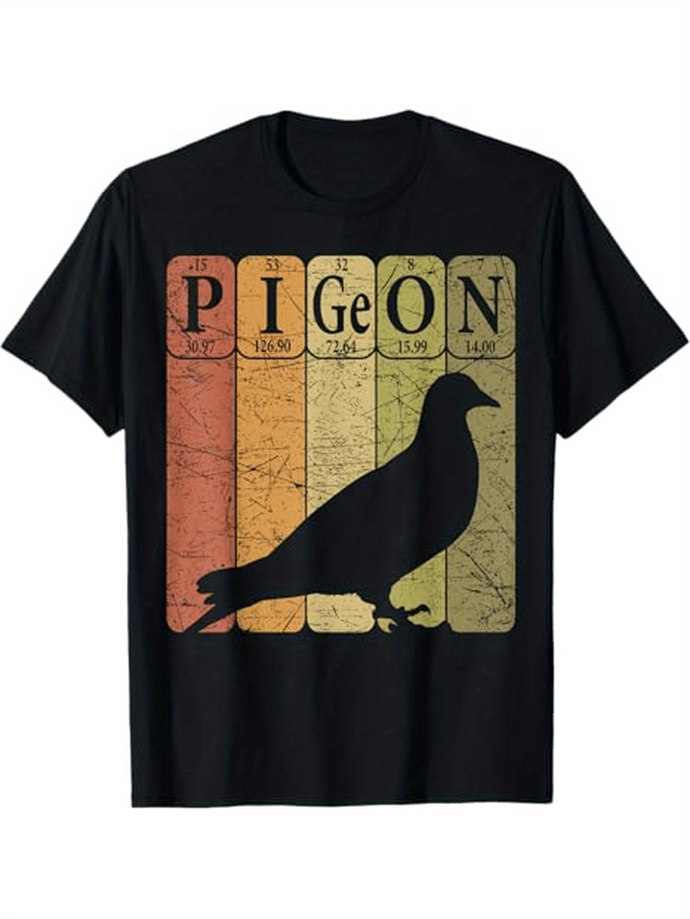 Men's Graphic T-Shirt Retro Sunset Colors With Silhouette Overlaid Pigeon Graphic Pigeon