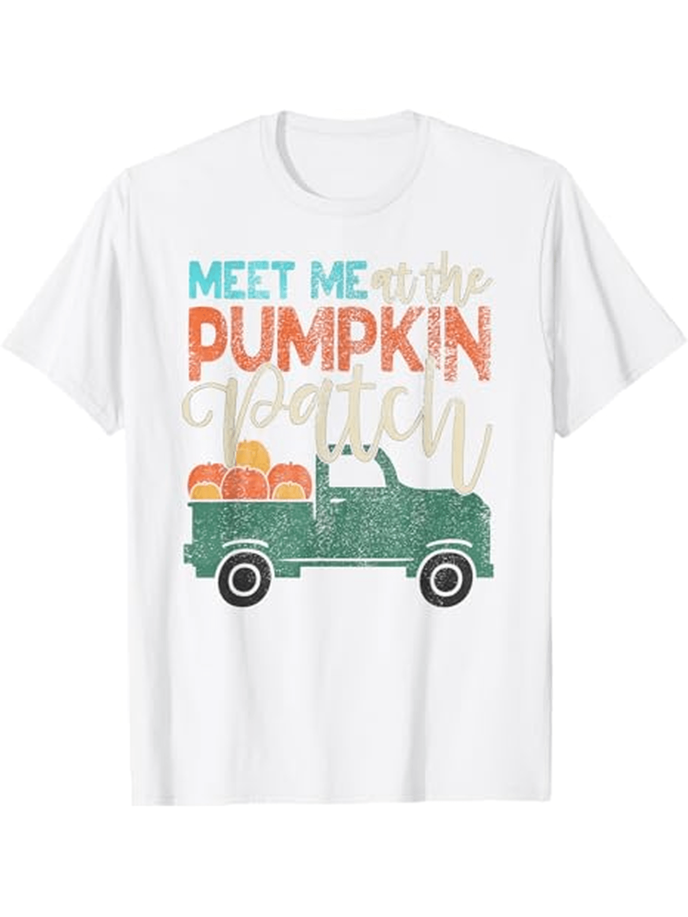 Men's Graphic T-Shirt Meet Me At The Pumpkin Patch With Classic Vintage Green Truck
