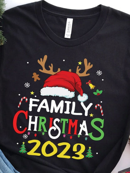 Men's Graphic T-Shirt Family Christmas 2023 Colorful Candy Canes With Santa Hat