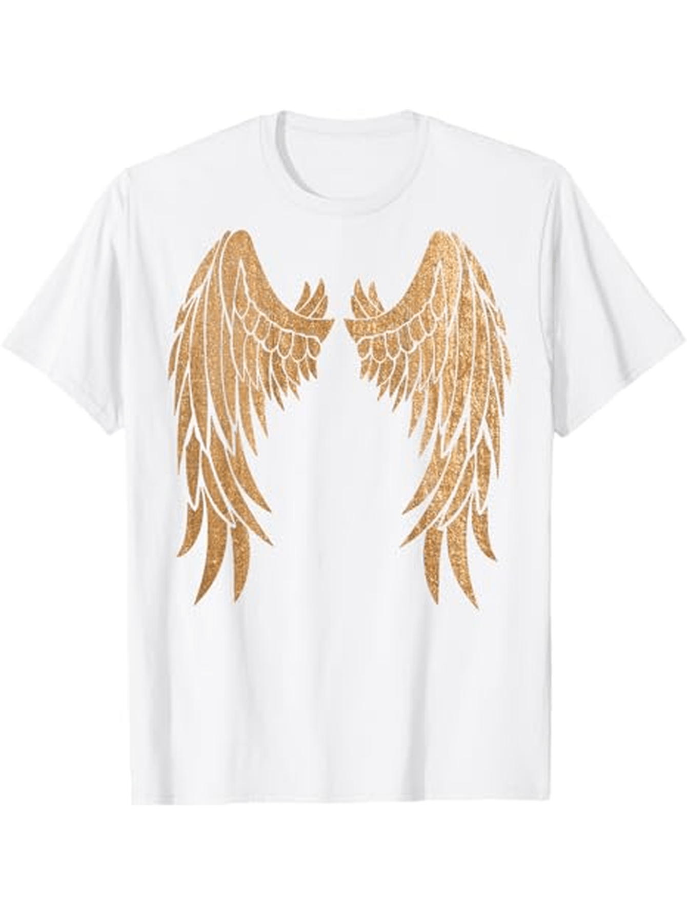 Men's Graphic T-Shirt Golden Feathered Wings Spread Across Crisp White T Shirt