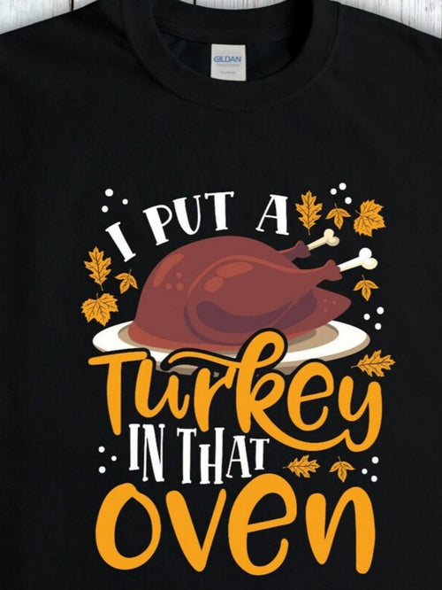 Men's Graphic T-Shirt I Put A Turkey Surrounded By Colorful Leaves On Round Plate Turkey