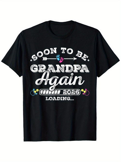 Men's Graphic T-Shirt Soon To Be Grandpa Again Loading 2025 With Pastel Icons