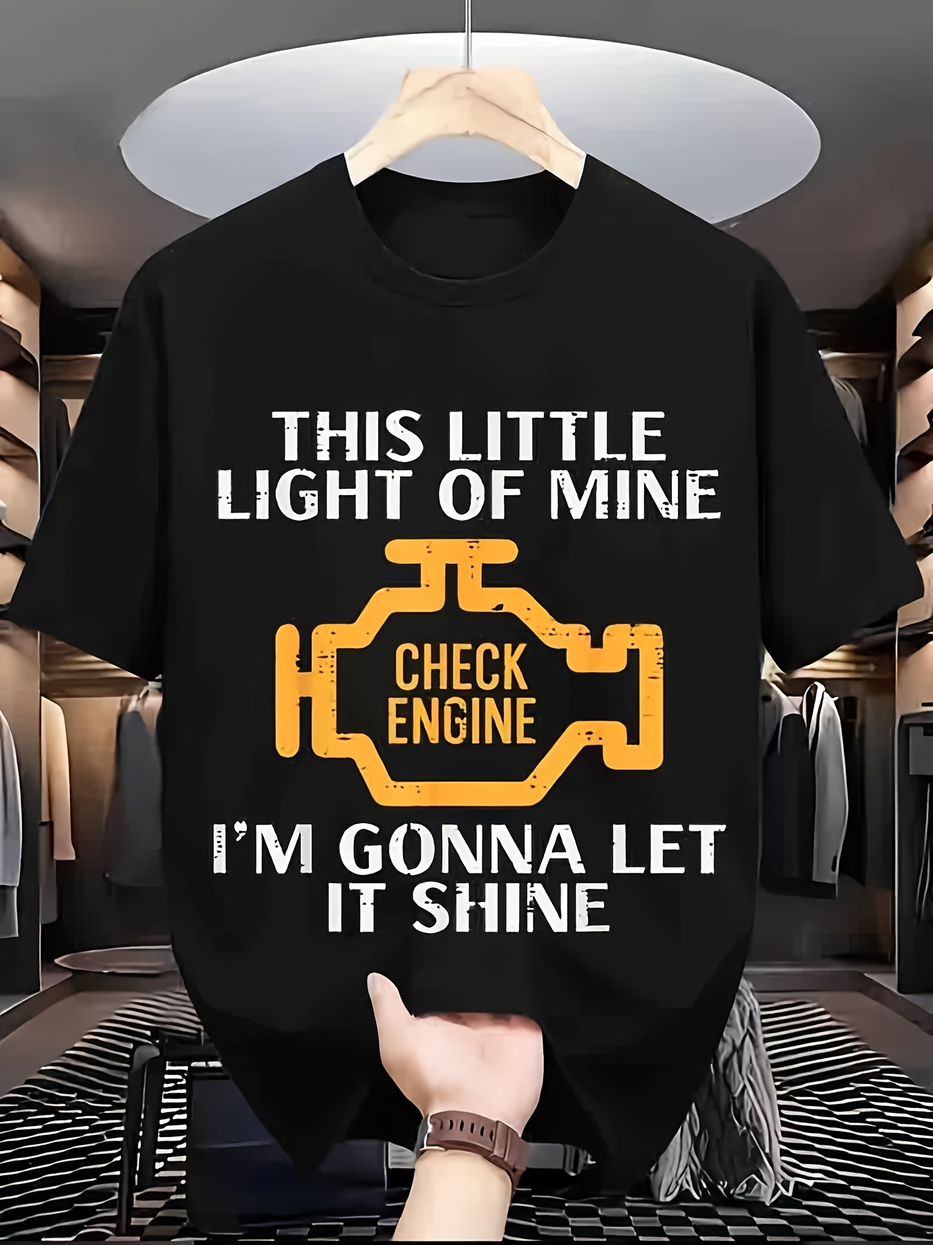 Men's Graphic T-Shirt This Little Light Of Mine Gonna Let It Shine Check Engine Symbol