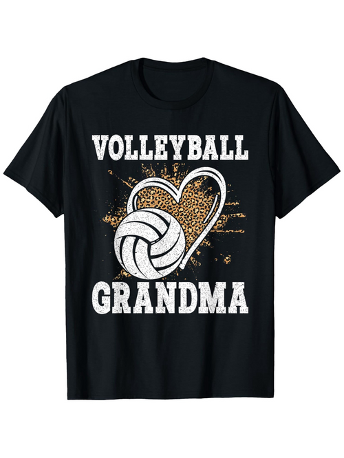 Men's Graphic T-Shirt Volleyball Grandma With Glittering Heart And Energetic Volleyball Graphic