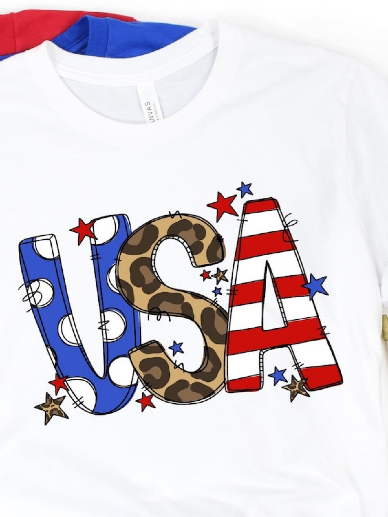 Men's Graphic T-Shirt Stars And Stripes With Animal Pattern Letters Usa