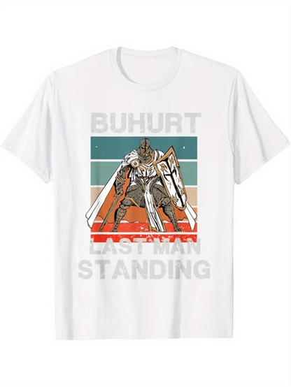 Men's Graphic T-Shirt Buhurt Last Man Standing Vintage Shield Battle Knight