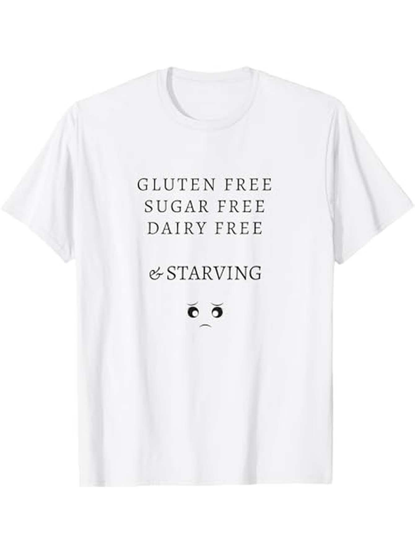 Men's Graphic T-Shirt Gluten Free Sugar Free Dairy Free And Starving Cute Cartoon Eyes T Shirt