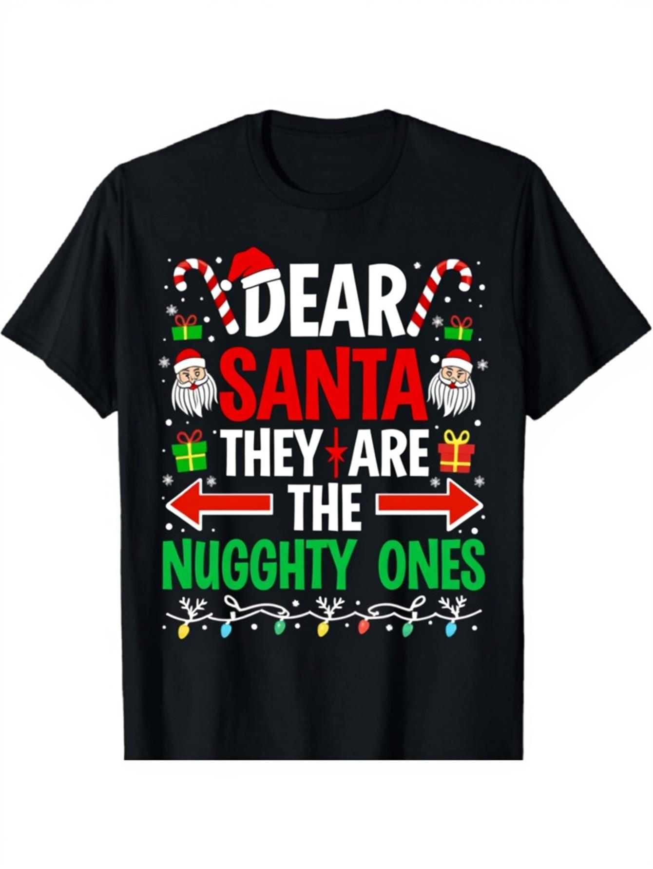 Men's Graphic T-Shirt Dear Santa Festive Candy Canes And Presents On Christmas T Shirt
