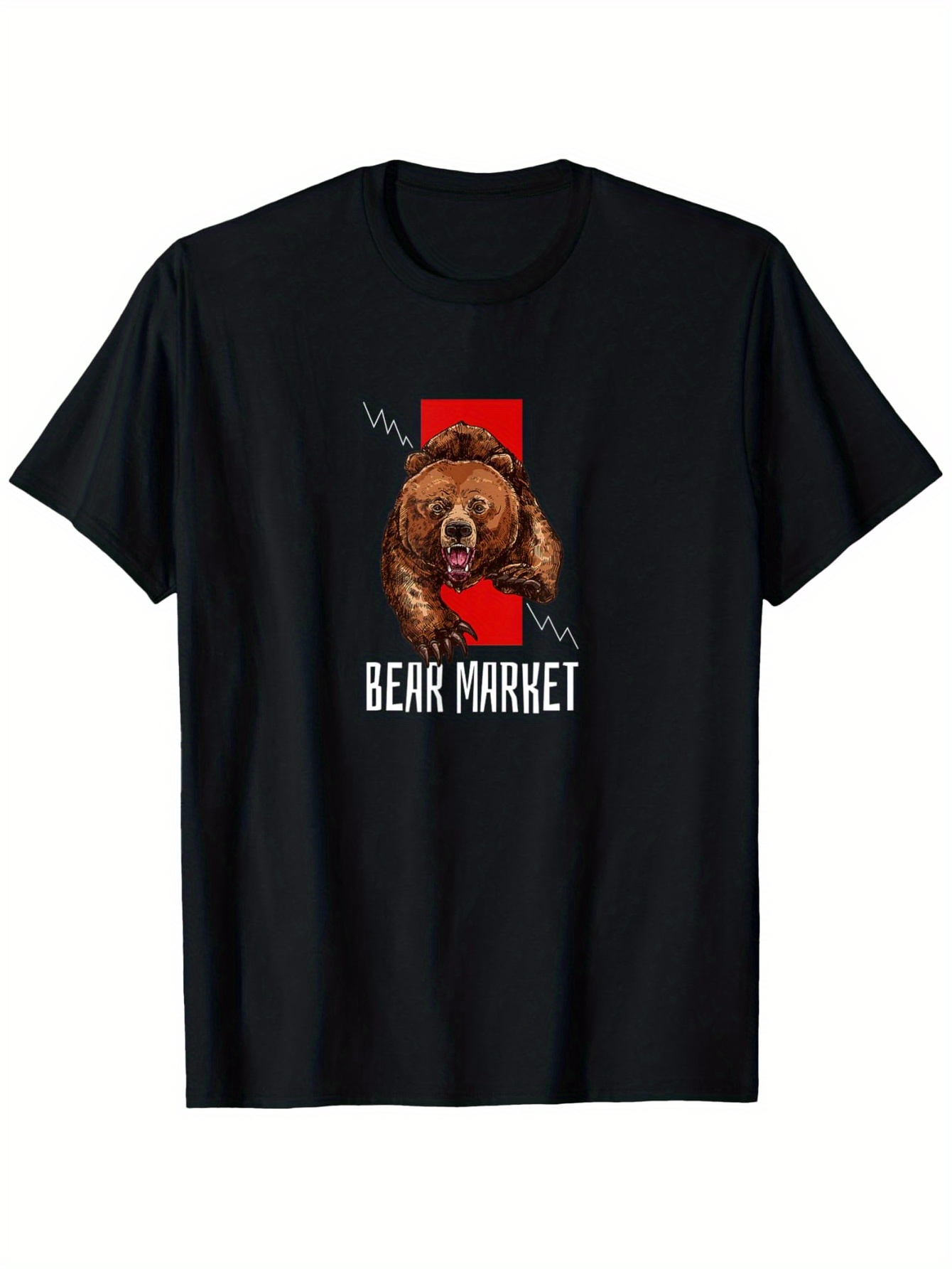 Men's Graphic T-Shirt Bear Market Growling Grizzly With Red Arrow And Stock Graph Bear