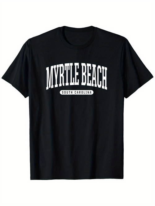 Men's Graphic T-Shirt Myrtle Beach South Carolina Text With Classic Lettering On Comfortable Cotton T Shirt