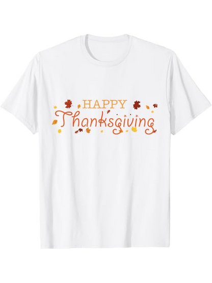 Men's Graphic T-Shirt Happy Thanksgiving Autumn Leaves Falling Around Thanksgiving