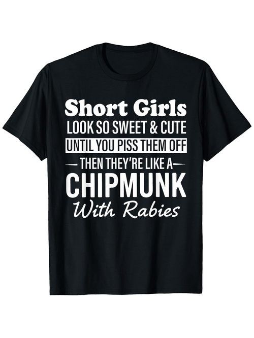 Men's Graphic T-Shirt Short Girls Looking Sweet And Cute Chipmunk With Rabies