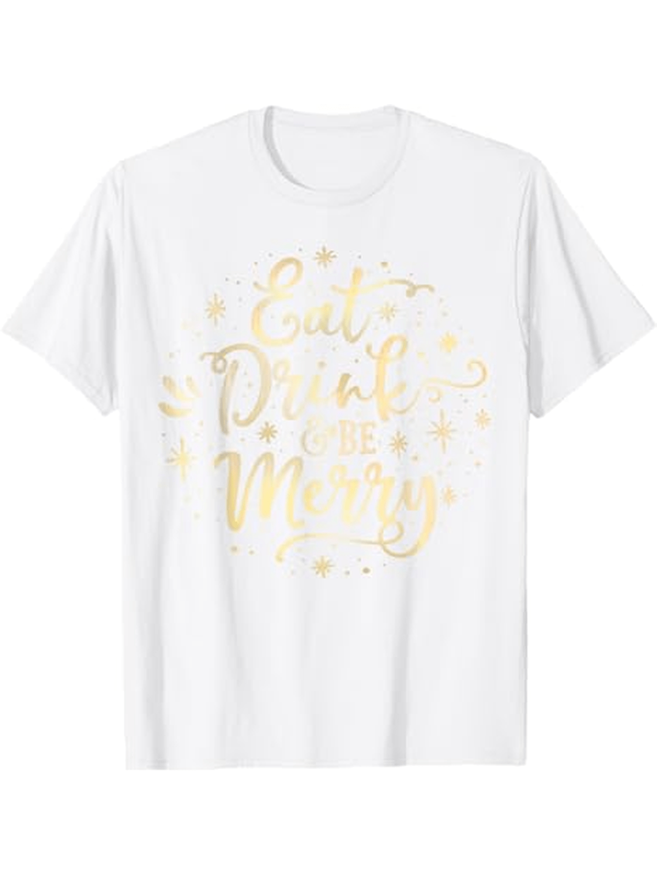 Men's Graphic T-Shirt Gold Print With Sparkling Stars In Radiant Festive Lettering T Shirt