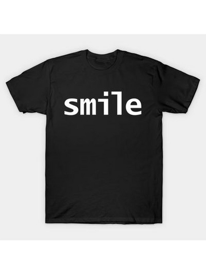 Men's Graphic T-Shirt Simple White Text Smile With Bold Clean Typeface T Shirt
