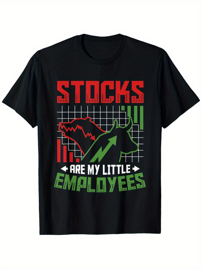 Men's Graphic T-Shirt Stocks Are My Little Employees Bull Chart Graphic T Shirt