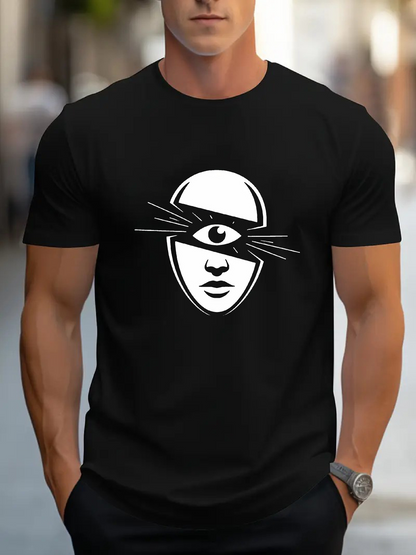 Men's Graphic T-Shirt Surreal Face With Single Eye Surrounded By Abstract Motion Lines