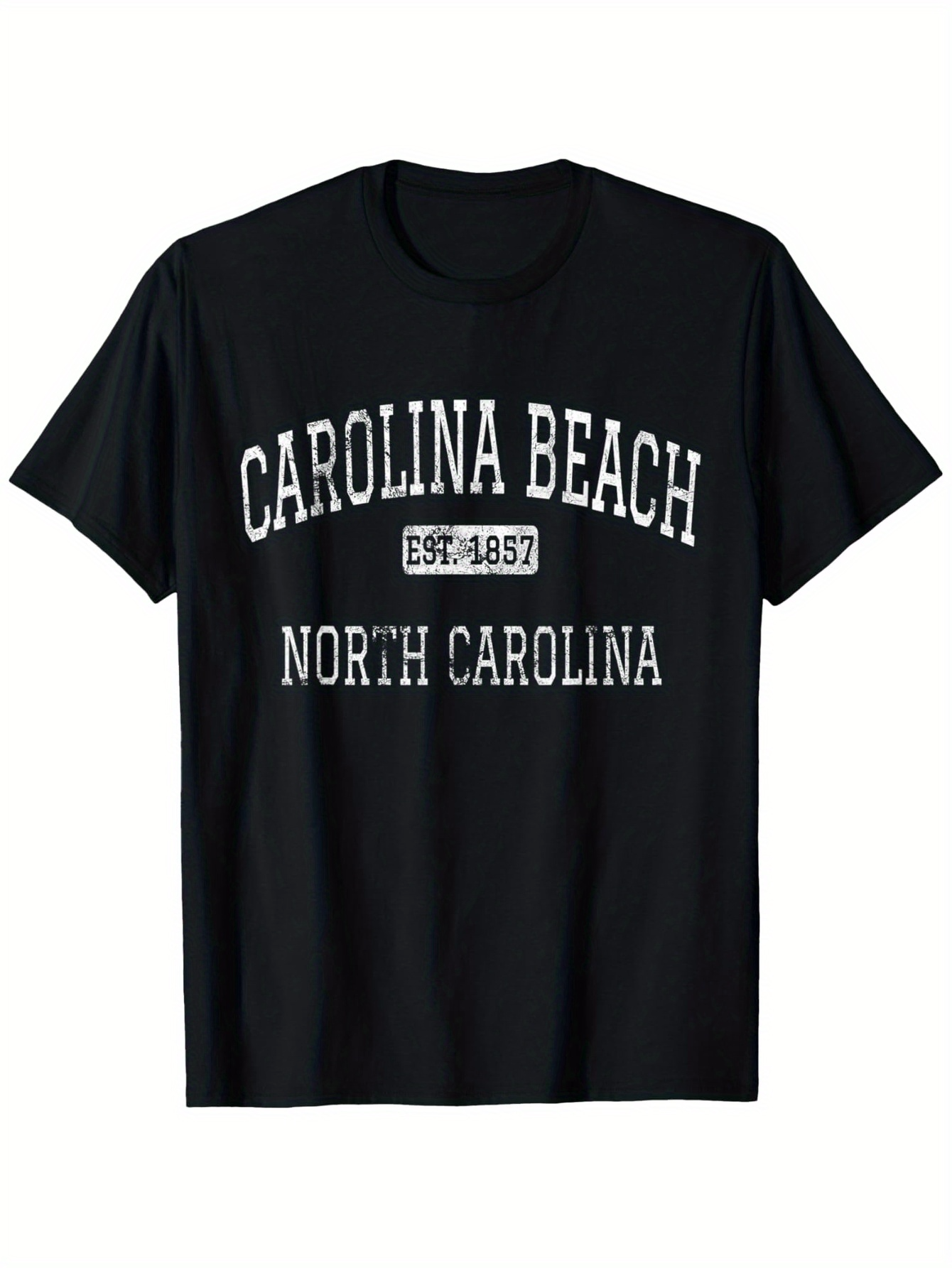 Men's Graphic T-Shirt Carolina Beach Est Eighteen Eighty Seven North Carolina Black Cotton T Shirt