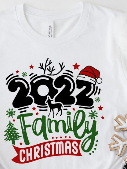 Men's Graphic T-Shirt Family Christmas With Festive Stars And Reindeer Under Holiday Banner