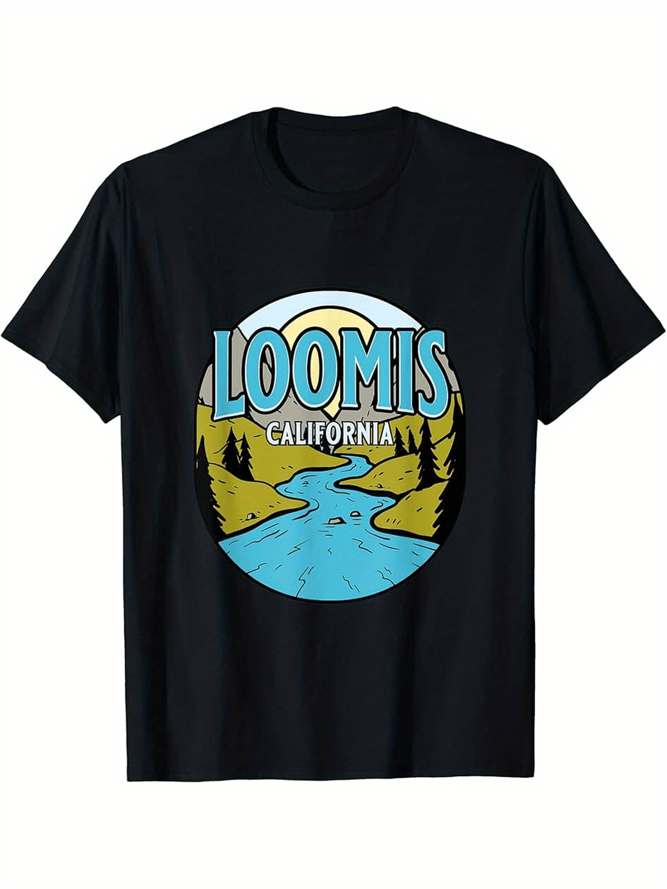 Men's Graphic T-Shirt Loomis California Sunset River Landscape With Flowing Water