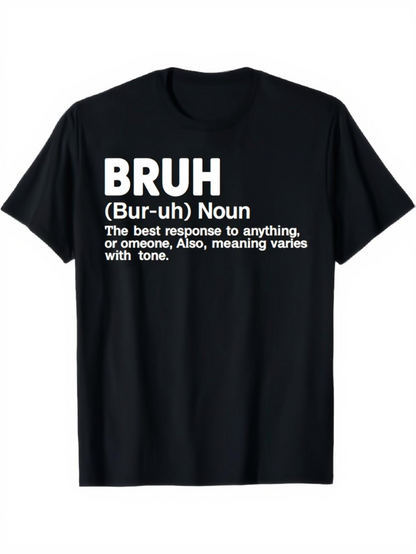 Men's Graphic T-Shirt Bruh Noun Humorous Slang With Bold White Dictionary Lettering Shirt