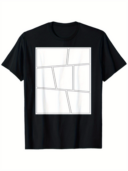 Men's Graphic T-Shirt Minimalist Abstract Lines Within Geometric Framed Structure Design