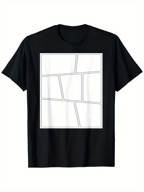 Men's Graphic T-Shirt Minimalist Abstract Lines Within Geometric Framed Structure Design