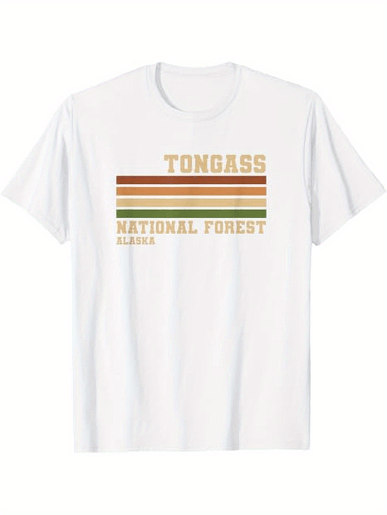 Men's Graphic T-Shirt Tongass National Forest Retro Colored Stripes Under Faded Letters T Shirt