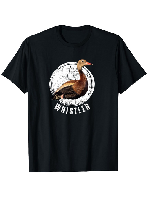 Men's Graphic T-Shirt Rustic Distressed White Circle With Whistling Brown Duck Bird