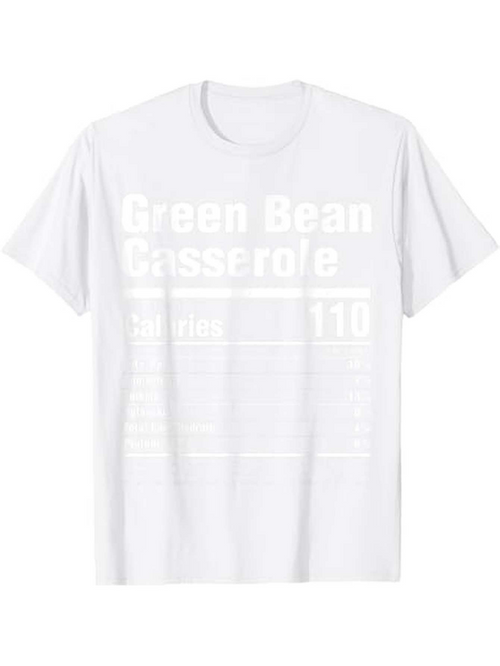 Men's Graphic T-Shirt Green Bean Casserole Nutritional Facts With Text Recipe Print T Shirt