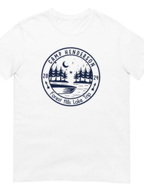 Men's Graphic T-Shirt Camp Henderson Crescent Moon Among Pine Trees Reflected On Lake