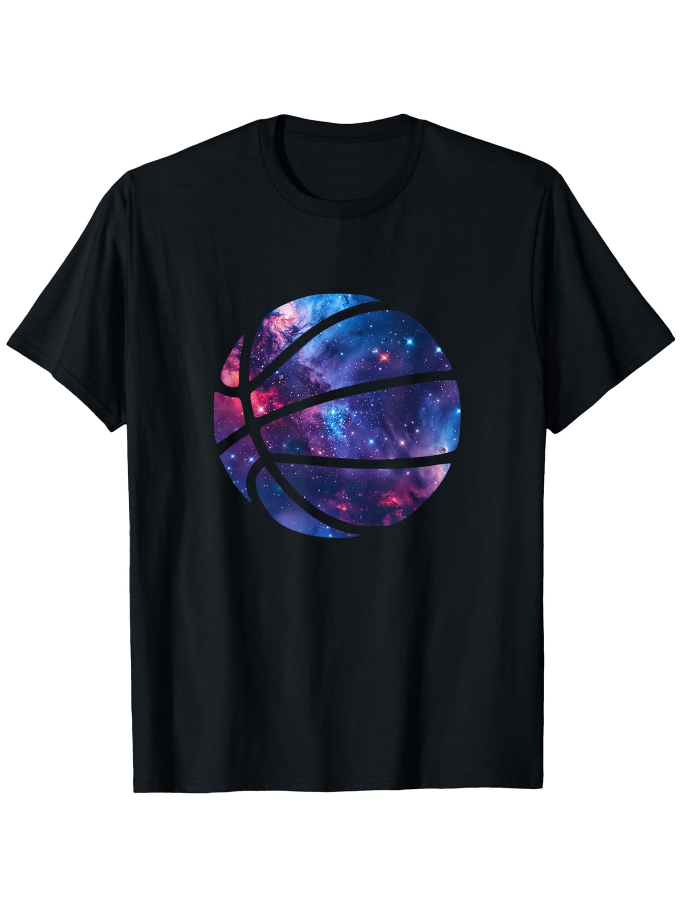 Men's Graphic T-Shirt Colorful Galactic Skies Reflected In A Shining Basketball