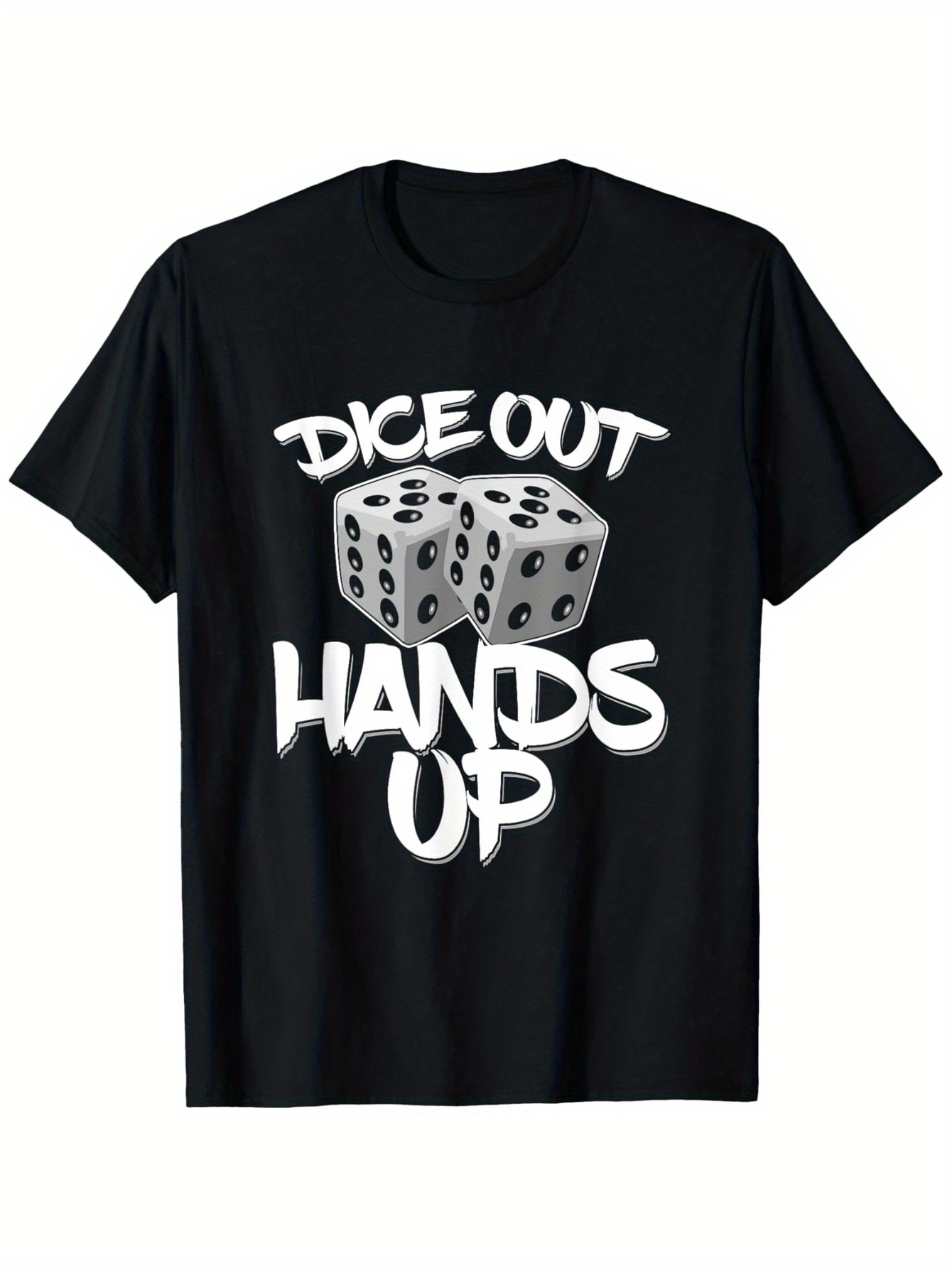 Men's Graphic T-Shirt Dice Out Hands Up Graffiti Print Dice Among Bold Stylized Text