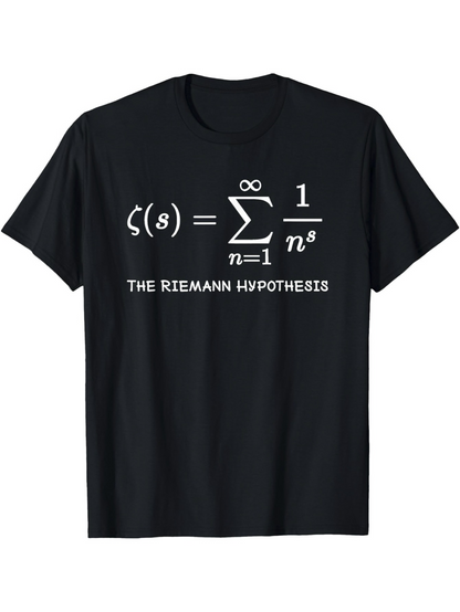 Men's Graphic T-Shirt The Riemann Hypothesis Mathematical Equation With Classic Serif Letters Under Black Shirt