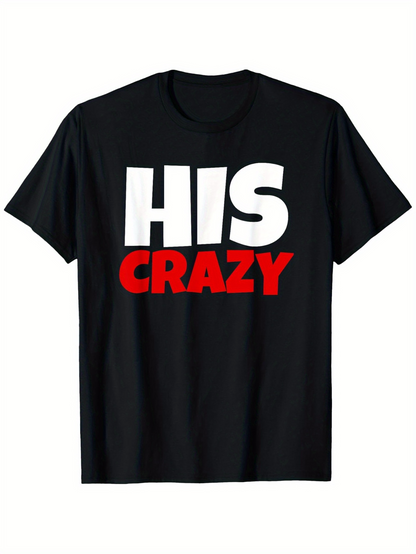 Men's Graphic T-Shirt Bold Block Letters With Contrasting Colors On Statement Crazy Shirt