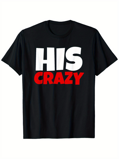 Men's Graphic T-Shirt Bold Block Letters With Contrasting Colors On Statement Crazy Shirt