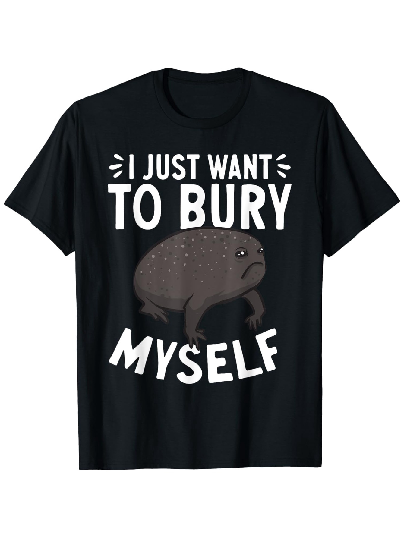 Men's Graphic T-Shirt I Just Want To Bury Myself Somber Cartoon Frog Standing Alone