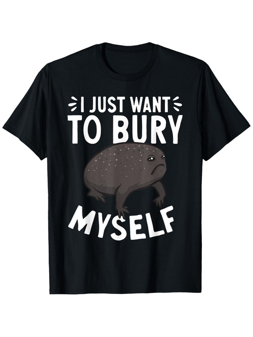Men's Graphic T-Shirt I Just Want To Bury Myself Somber Cartoon Frog Standing Alone