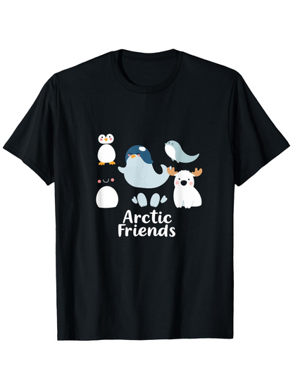 Men's Graphic T-Shirt Arctic Friends Cute Blue Narwhal And Happy Polar Bear
