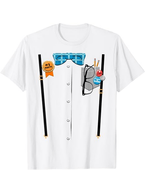 Men's Graphic T-Shirt Plaid Blue Bowtie With Glasses And Nerdy Accessories Shirt