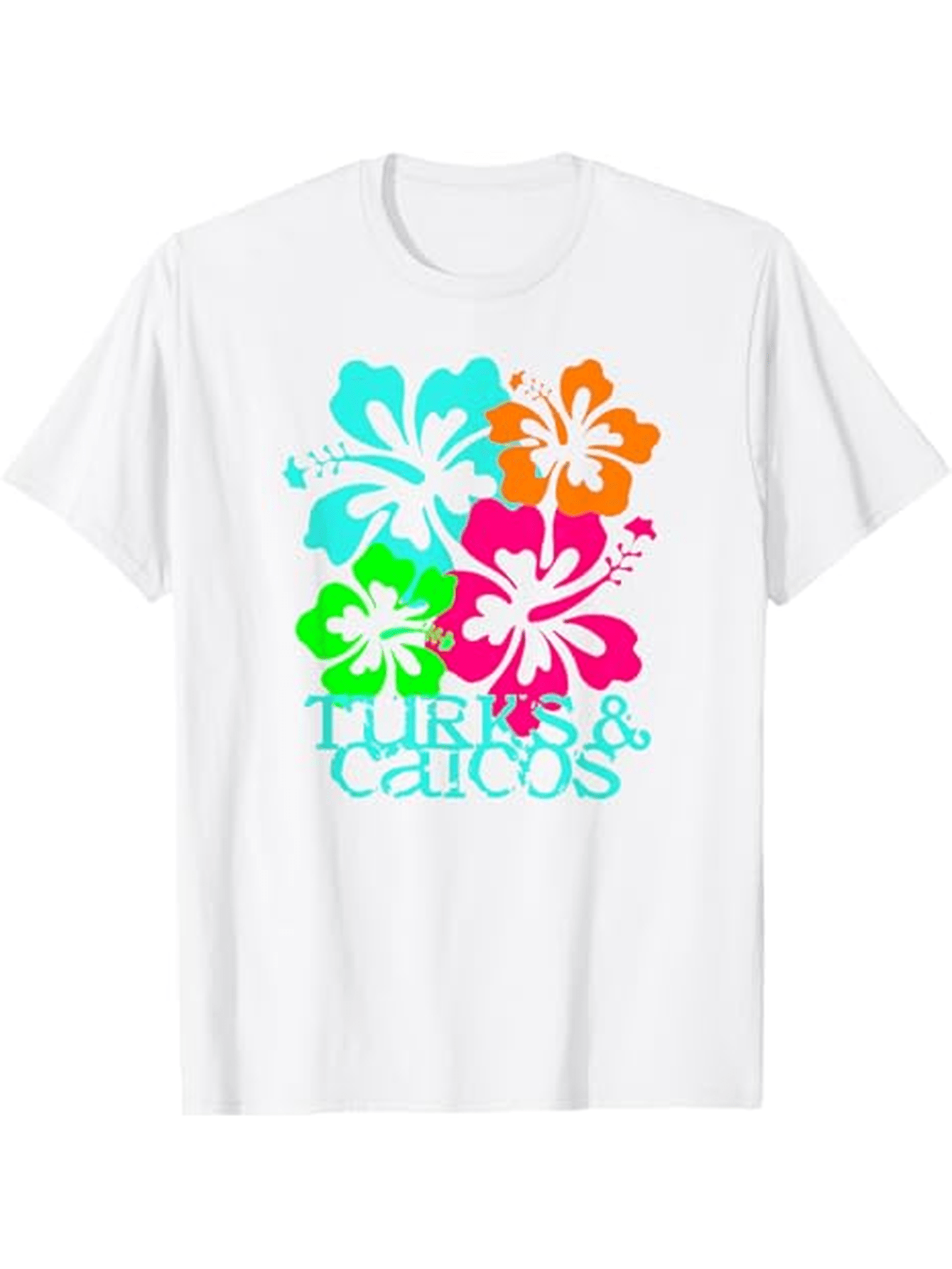 Men's Graphic T-Shirt Turks And Caicos Bright Tropical Flowers With Vibrant Colored Hibiscus Blossom