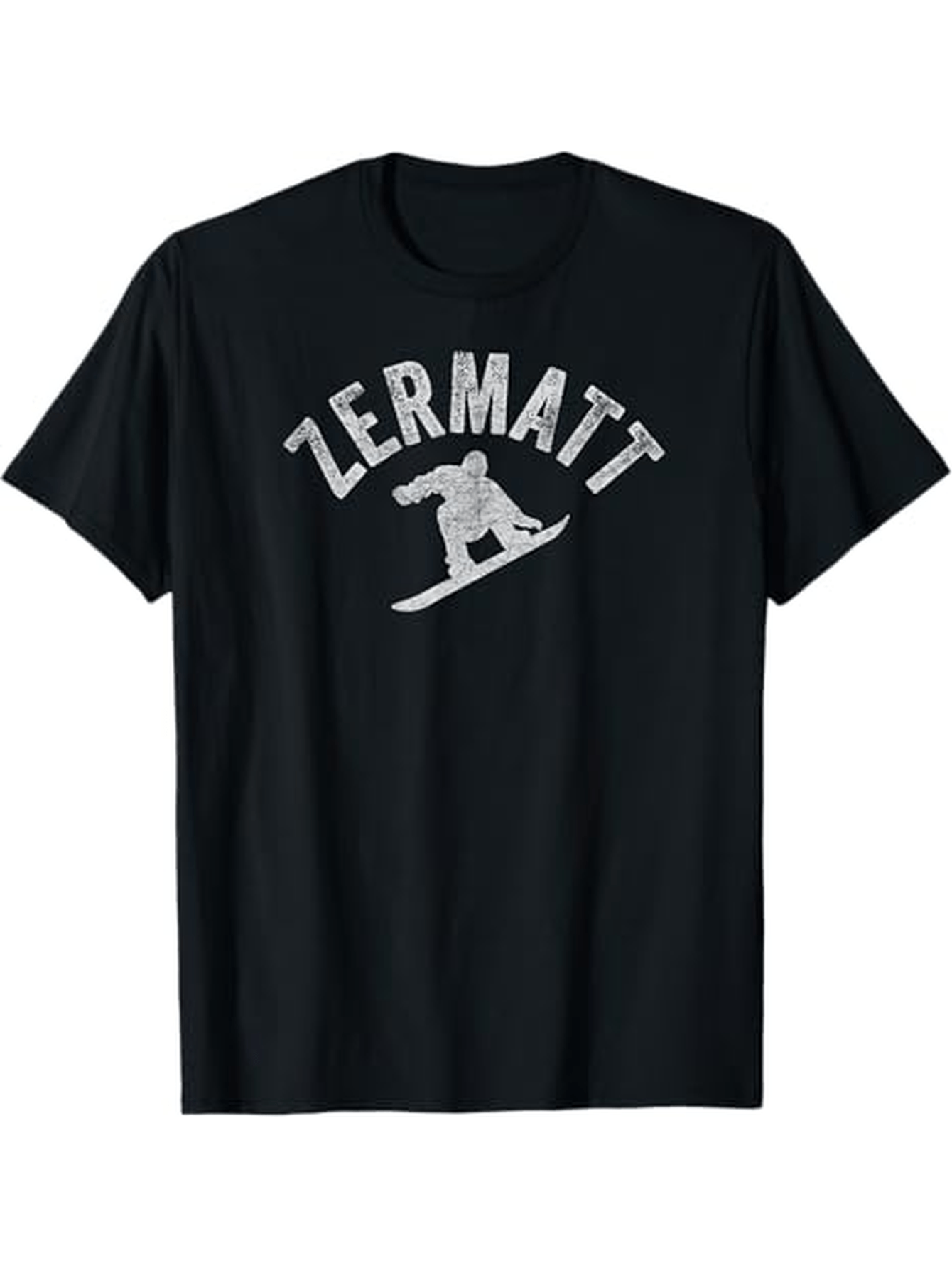 Men's Graphic T-Shirt Zermatt Snowboarding Figure In Gray With Curved Uppercase Letters