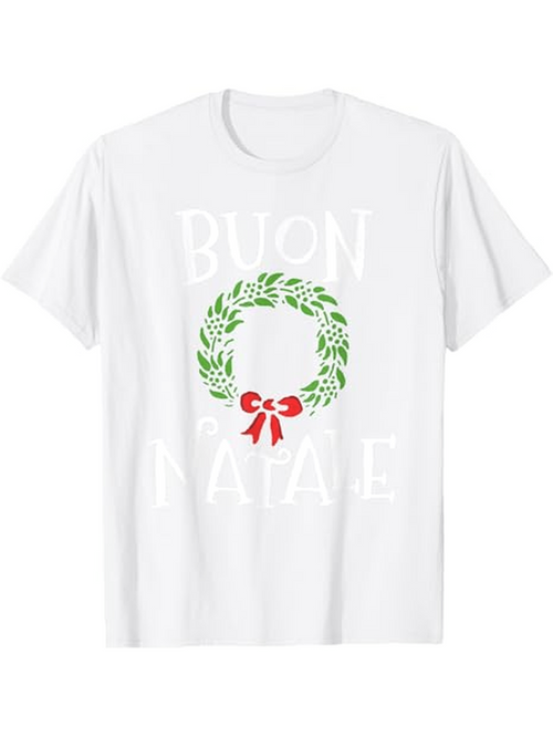 Men's Graphic T-Shirt Classic Green Laurel With Red Festive Ribbon Holiday Wreath