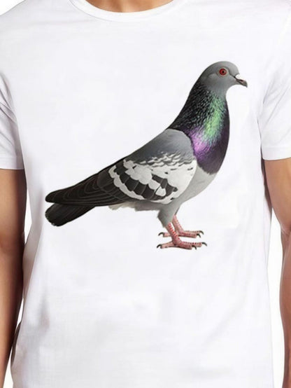 Men's Graphic T-Shirt Colorful Feathers Reflecting Bright Light City Urban Pigeon