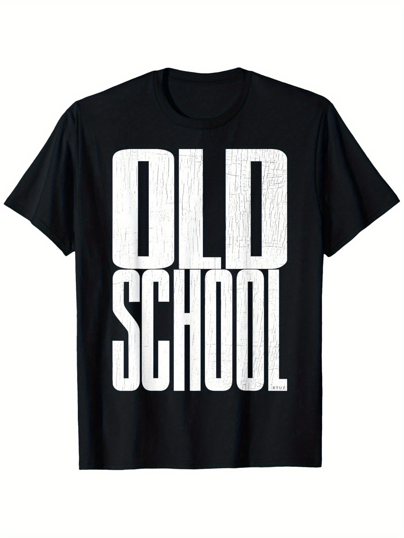 Men's Graphic T-Shirt Old School Bold Block Letters On Black Shirt