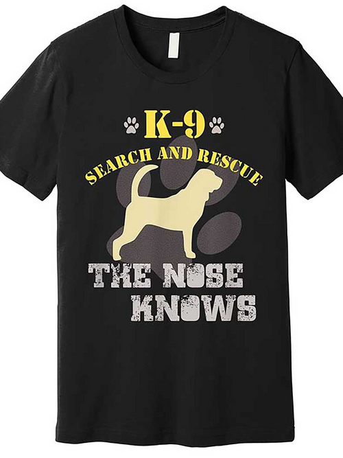 Men's Graphic T-Shirt K9 Search And Rescue Golden Pawprint With Standing Dog Silhouette