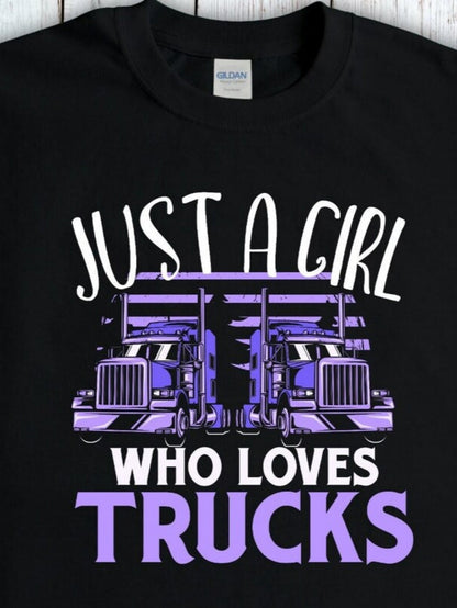 Men's Graphic T-Shirt Just A Girl Who Loves Powerful Violet Trucks